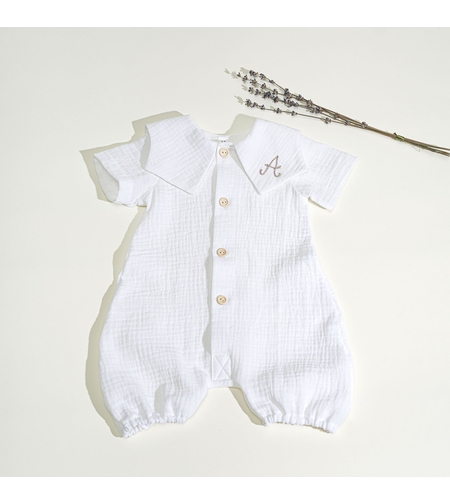 Salopeta fetite, din muselina alba, model ALIA