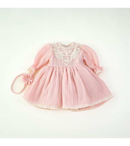 Rochita botez, 0-1 ani, roz pudra, model ADELLE