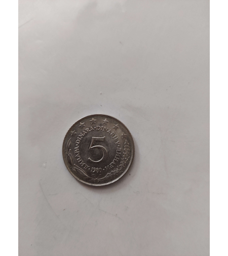 5 dinari, 1980