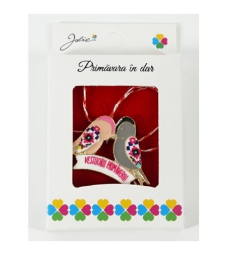 Martisor Brosa Mica in Cutie, Dimensiune Brosa 2.5-3 cm, Material Metal, Model Vestitorii Primaverii