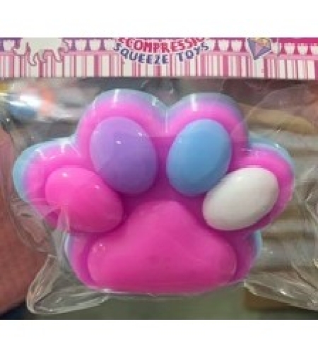 Jucarie Antistres Squishy, Flippy, cu Revenire Lenta, Labuta de Pisica Pufoasa, 8.5 x 7.5 cm, Ambalaj Transparent, Roz Albastru deschis