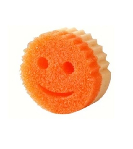 Burete de Vase, Flippy, Rotund, din Burete PU, Model Smiley Face, Doua Fete, 10 x 4 cm, Portocaliu/Galben