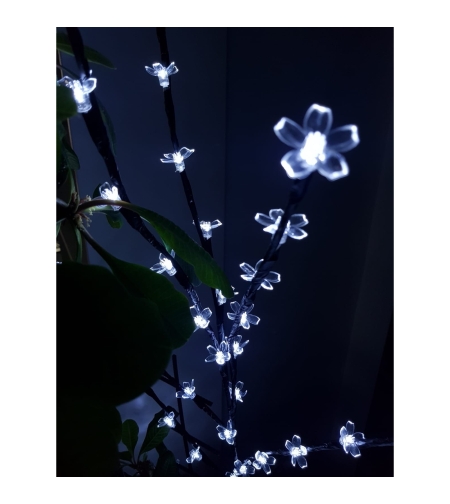 Decoratiune Luminoasa Crenguta cu Baterii 72 LED -uri Flori Alb Rece