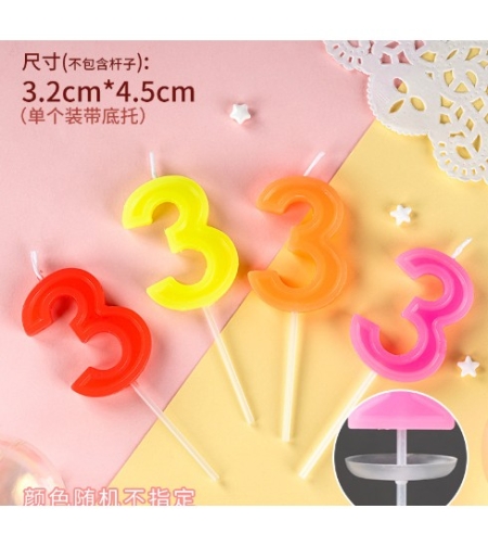 Lumanare Tort, cifra 3, Flippy, Culoare Random