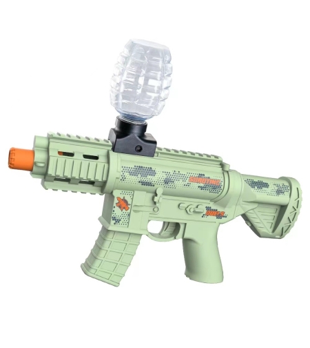 Mitraliera de jucarie electrica Flippy cu bile de hidrogen de gel, gun bluster, tragere in rafala, varsta peste 6 ani, ochelari de protectie,  5000 de bile incluse, cablu de incarcare, 27x31.5 cm, Mp9, verde