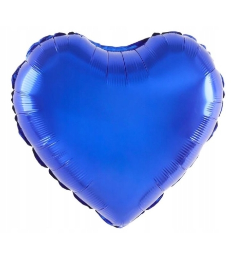 Balon din Folie Metalizata, Flippy, Figurina Inimioara, Model Simplu, Tematica Iubire, 40 cm, Ambalaj Individual, Pai Inclus, Umflare cu Aer sau Heliu, Albastru