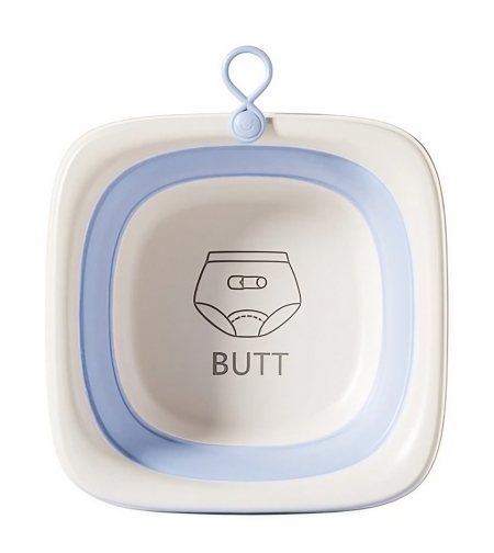 Cada Pliabila pentru Baie pentru Copii, Flippy, Cadita pentru Bebelusi, Model Patrat pentru Fundulet, Albastru, 32x27.5x3.7 cm, 4 L