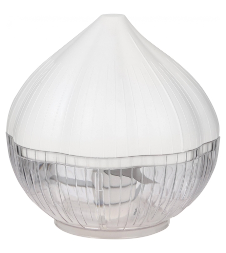 Tocator manual pentru usturoi, in forma de usturoi, cutite rezistente, utilizare prin apasare, material ABS si inox, 9.5x9.5x9.3 cm, alb