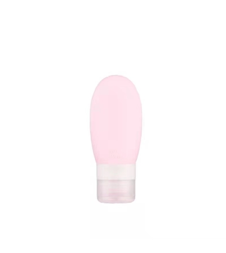 Recipient Portabil din Silicon Elegant de Voiaj, Sticla de Calatorie, Flippy, Potrivita pentru Lotiune, Sampon si Alte Lichide, Anti-scurgere, cu Posibilitate de Reumplere, Capacitate 90mL, 14cm, Roz