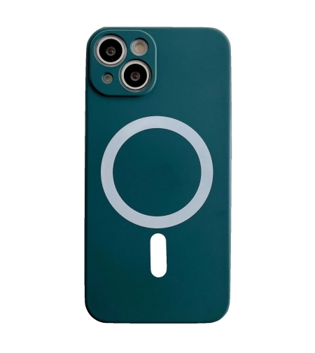 Husa MagSafe pentru Apple iPhone 13, Silicon, Protectie pentru camera, Magnetica, Incarcare Wireless,  Flippy, Verde