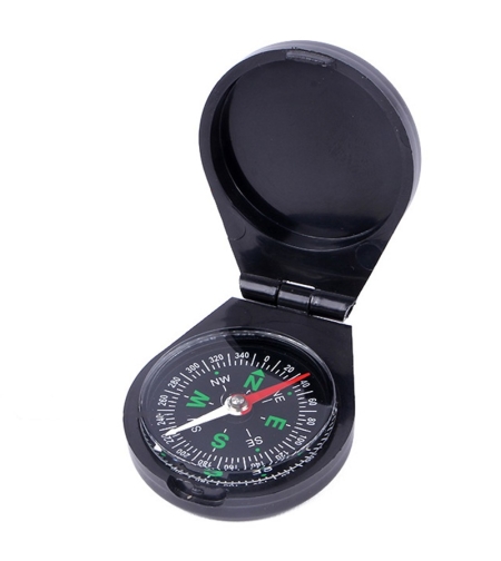 Busola de Buzunar cu Capac de Plastic, Flippy, Busola pentru Drumetii, Calatorie, Compacta, Usor de Transportat, 6 x 4.8 x 1.5 cm Negru