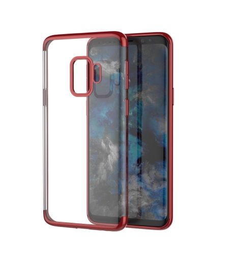Husa Samsung Galaxy S9 Transparent cu Margini Rosii