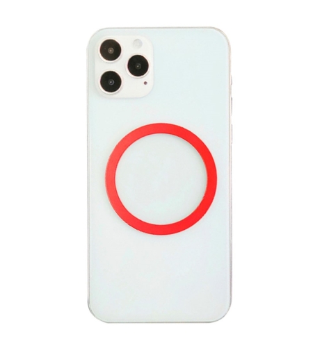 Inel Magnetic incarcare fara fir, montare auto, MagSafe Silicone pentru Apple iPhone 12 / 13 / 14, Rosu