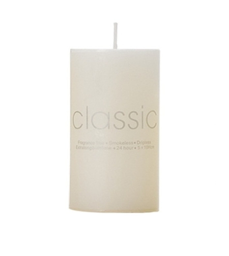 Lumanare Decorativa, Flippy, din Parafina, Cilindrica, Fara Fum si Fara Parfum, 5 x 10 cm, 190 g, Ardere 24h, Ivory Alb