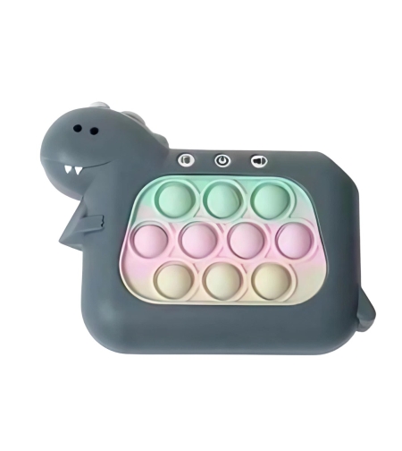 Jucarie Interactiva Pop It Whack A Mole, Flippy, Tip Consola, Anti-Stres, 4 Moduri de Joc, din ABS si Silicon, +3 Ani, Model Dinozaur, Verde Inchis
