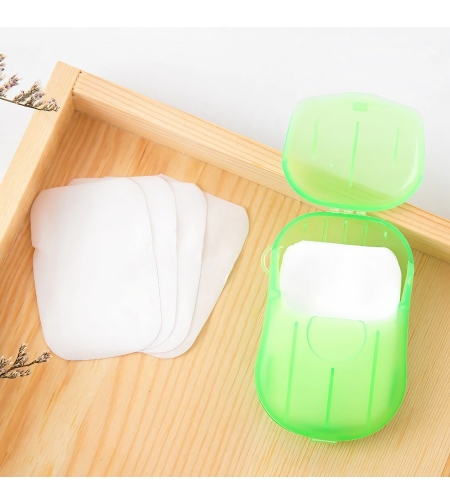 Mini Cutie de Sapun din Hartie, Flippy, de Unica Folosinta, Portabila, Potrivit pentru Calatorii, 20 buc, Verde