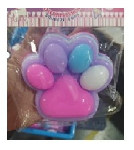 Jucarie Antistres Squishy, Flippy, cu Revenire Lenta, Labuta de Pisica Pufoasa, 8.5 x 7.5 cm, Ambalaj Transparent, Multicolor Roz