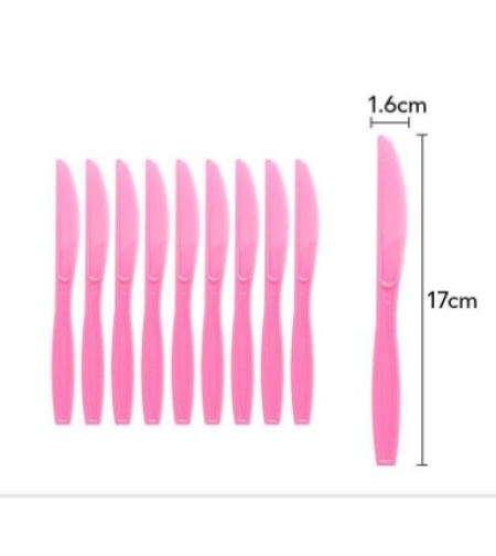 Set 10 cutite de unica folosinta 17 x 1.6 cm, roz