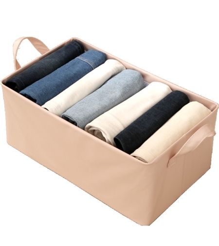 Cutie de Depozitare Tip Cos, Flippy, Material Piele Ecologica, Pliabila, 47x28x20 cm, 26 l, Cadru Metalic, cu Manere, Roz