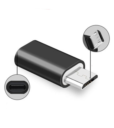 Adaptor micro USB spre Lightning pentru telefon, Flippy, Adaptor micro USB spre Lightning, 2.8 cm, Negru
