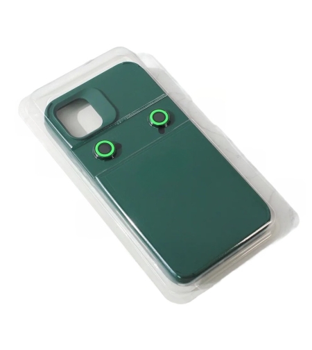 Husa Apple iPhone 14 Pro, Flippy, din Silicon Lichid, Interior din Microfibra, Lentile Fosforescente de Protectie Camera, Anti Amprenta, Rezistenta la Socuri, Verde