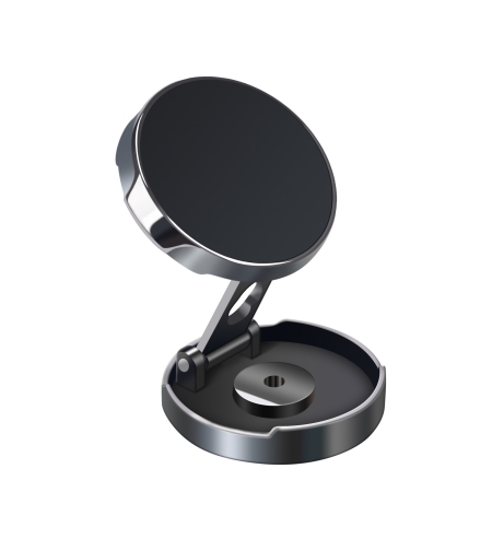 Suport de Telefon, Flippy, cu Adeziv, din ABS si Magnet, Pliabil, Diametru 4.4 cm, Universal, Negru