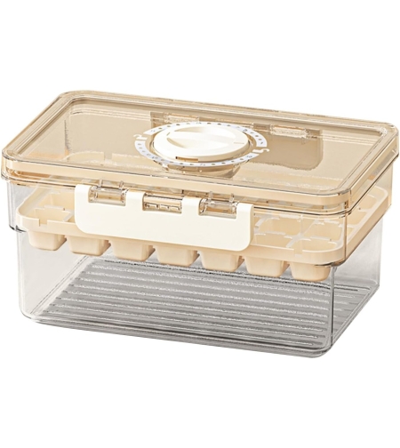 Forma de Gheata, Flippy, un Strat, Inchidere Etans, din PP+PET, 19 x 12 x 9.5 cm, Bej