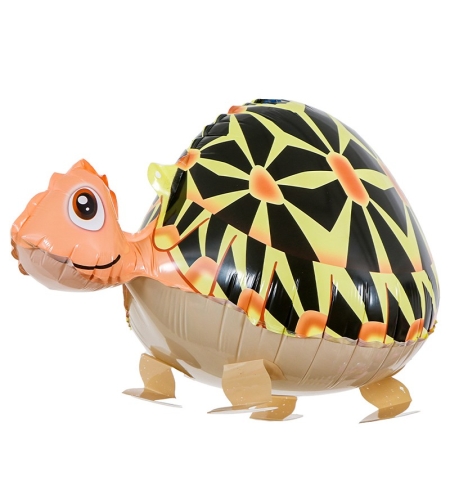 Balon din Folie Metalizata, Flippy, Figurina Animata, Model Broasca Testoasa, 61x32 cm, Ambalaj Individual, Pai Inclus, Umflare cu Aer sau Heliu, Multicolor