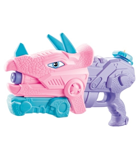 Pistol cu Apa pentru Copii, Rezervor, Pentru Piscina/Plaja, Flippy, 6ani+, Triceratops, 3 duze, Roz, 640ML