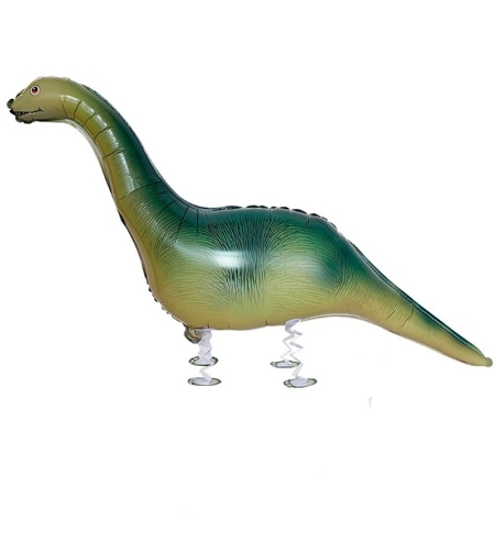 Balon din Folie Metalizata, Flippy, Figurina Animata, Model Dinozaur cu Ou, 113x49 cm, Ambalaj Individual, Pai Inclus, Umflare cu Aer sau Heliu, Verde inchis