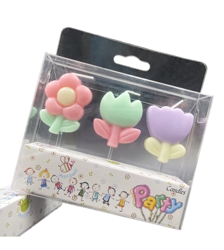 Set 3 Lumanari, Flippy, Tema Flori, Model 1, din Parafina, Multicolor