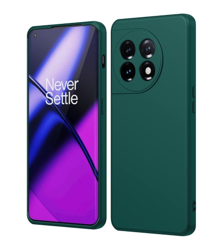 Husa de Protectie, Flippy, pentru OnePlus 11 5G, Liquid Silicone, cu Microfibra pe Interior, Protectie Antisoc, Compatibil Incarcare Wireless, Verde