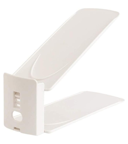 Suport pentru Pantofi, Flippy, din Plastic, Reglabil, 2 Niveluri, 27 x 10 x 20 cm, Bej