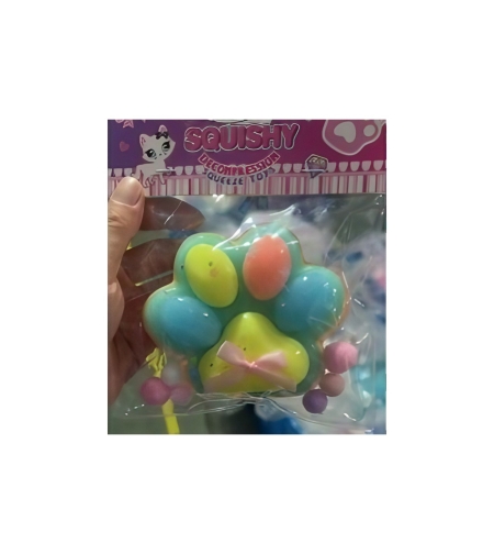 Jucarie Antistres Squishy, Flippy, cu Revenire Lenta, Squeeze Pinch Family, Model Cat Paw, 12.5x10.5 cm, 220g, Ambalaj Transparent, Model 022, Multicolor