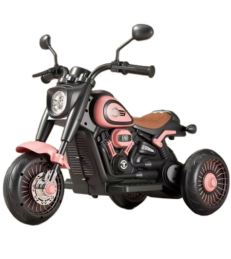 Tricicleta Electrica pentru Copii, Flippy, Tricicleta DUAL-DRIVE 380*2 Baterie 6V 4.5, Bluetooth,  Sistem Anti-Rasturnare, Sistem de Lumini si Sunet, 5+ Ani, 80 x 60 x 42 cm, Roz Negru