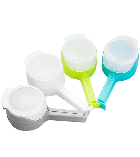 Set 4 cleme cu capac Flippy, pentru sigilare pungi alimente, material ABS, multicolor