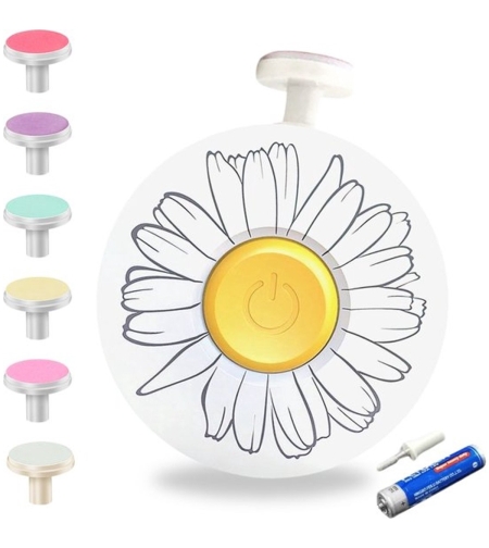 Set Pila Electrica pentru Copii si Bebelusi, Flippy, ABS, Incarcare USB, Model cu Flori, 6 Accesorii, cu Lumina LED, Alb