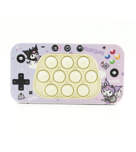 Jucarie interactiva tip consola pentru copii Flippy, speed push whack-a-mole, joc de viteza pop it, material ABS/silicon, cu nivele, sunete si lumini, 15.5 x 7.6 x 5.3 cm, model elfi, mov