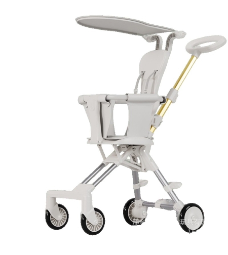 Carucior Pliabil, Flippy, 1-3 Ani, Reversibil, 4 Roti, Parasolar, din Aliaj de Aluminiu + Plastic + Textil, 52 x 42 x 90 cm, Alb