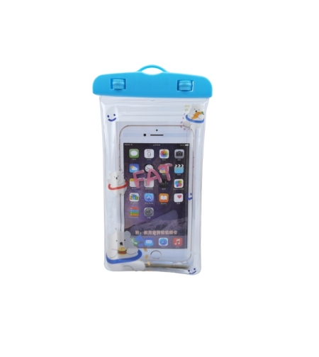 Husa subacvatica Kids Waterproof Flippy, Snowproof, Universala, cu Snur, pentru telefon sau documente, Bears, Albastru