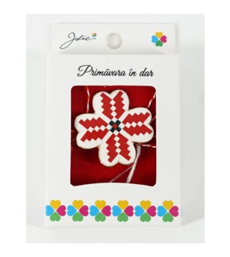 Martisor Brosa Mica in Cutie, Dimensiune Brosa 2.5-3 cm, Material Metal, Model Trifoi Traditional 2