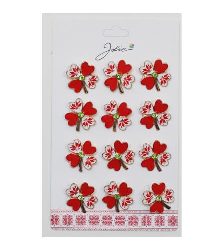 Set 12 Brose Martisor Primavara Trifoi Traditional cu Rosu
