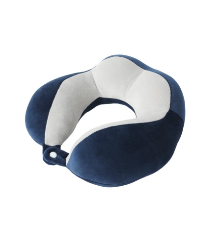 Perna de Voiaj Flippy, Pentru Gat, din Bumbac, 4 Cocoase Pentru Confort, Accesoriu de Voiaj, Birou, Masina, Sistem Prindere Capse, Albastru