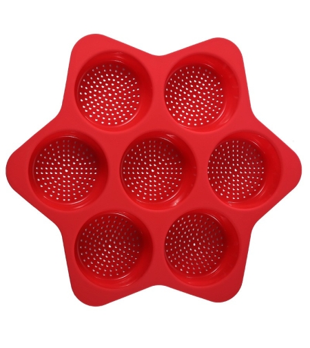 Forme de Silicon pentru Copt, Flippy, 7 Forme Rotiunde, pentru Burgeri si Prajituri, 38.5 x 4 cm, Rosu