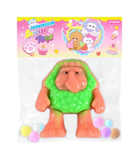 Jucarie Antistres Squishy, Flippy, Model Brr Brr Patapim, cu Revenire Lenta, din TPR, 12 x 11 x 3 cm, Multicolor