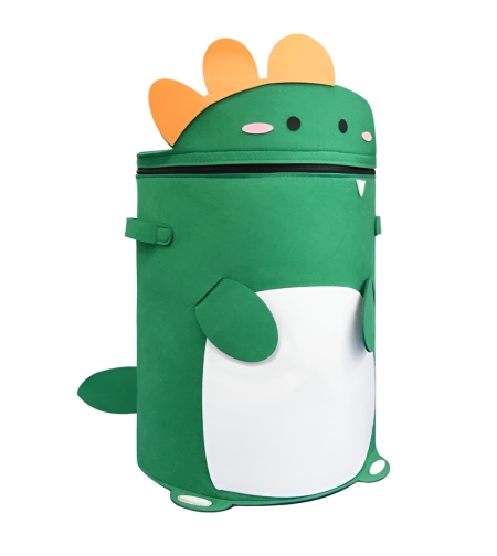 Cutie de Depozitare 2In1, Flippy, Impermeabila, Covor pentru Jucarii si Lego 150cm, Capacitate Mare, cu Manere, cu Sfori, Inaltime 40cm, Model Dinozaur, Verde