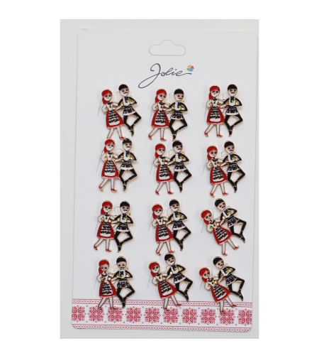 Set 12 Brose Martisor Primavara Cuplu Dansatori Traditional