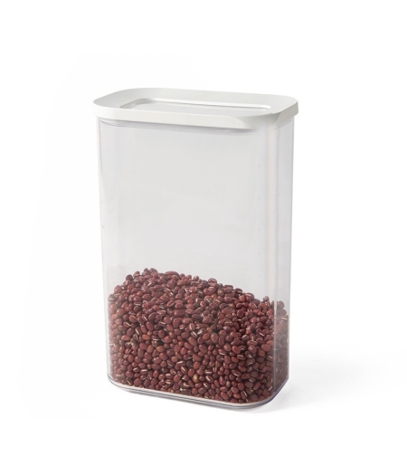 Cutie de Depozitare Alimente, Flippy, 2L, Capac Alb, din ABS+Silicon, 14.5 x 9 x 22.2 cm, Transparent