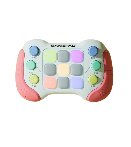 Jucarie Interactiva Flippy, Tip Consola Pop It, 6 butoane functionale, 5 Moduri de Joc, 600 Niveluri, + 3 ani, Rosu/Gri