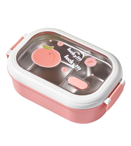 Cutie pentru Pranz sau Gustari, Flippy, cu Doua Compartimente, pentru Copii si Adulti, Etansare, PP, Perfect pentru Scoala si Birou, 1000 mL, 22.5x14.5x8 cm, Roz